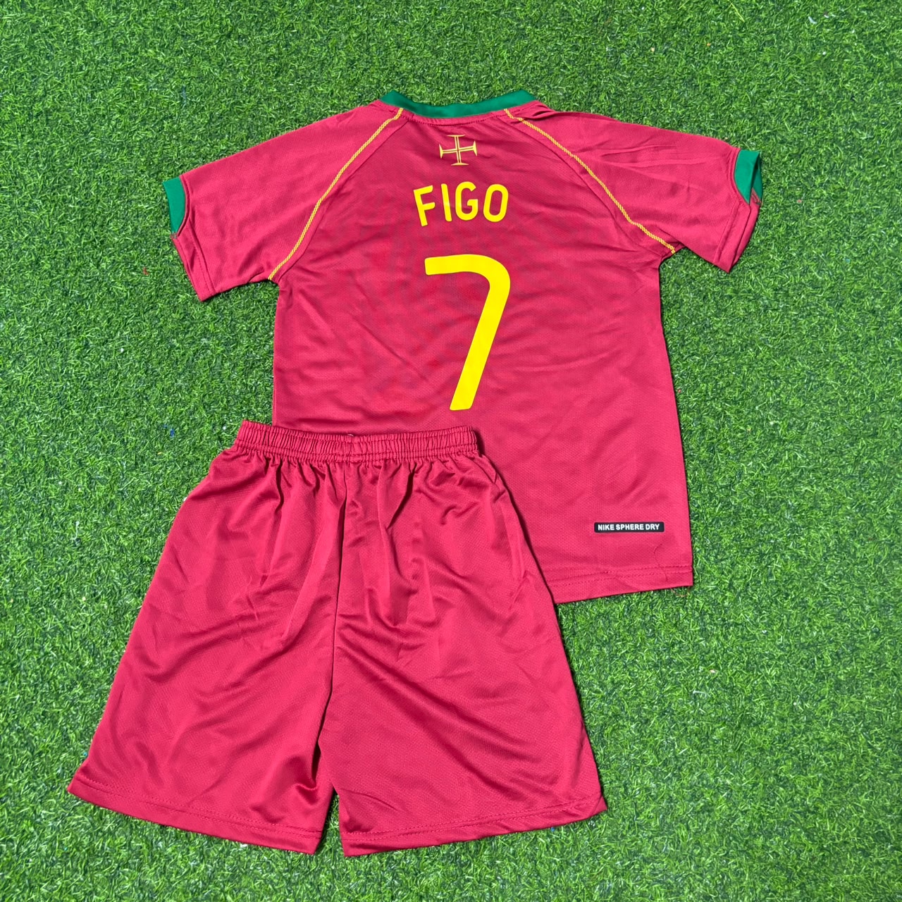 Luís Figo #7 Portugal 2006 World Cup Kids Football Jersey Kit