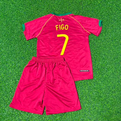 Luís Figo #7 Portugal 2006 World Cup Kids Football Jersey Kit