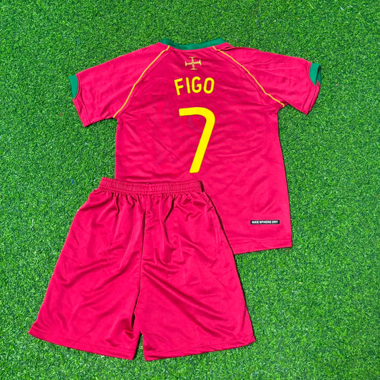 Luís Figo #7 Portugal 2006 World Cup Kids Football Jersey Kit