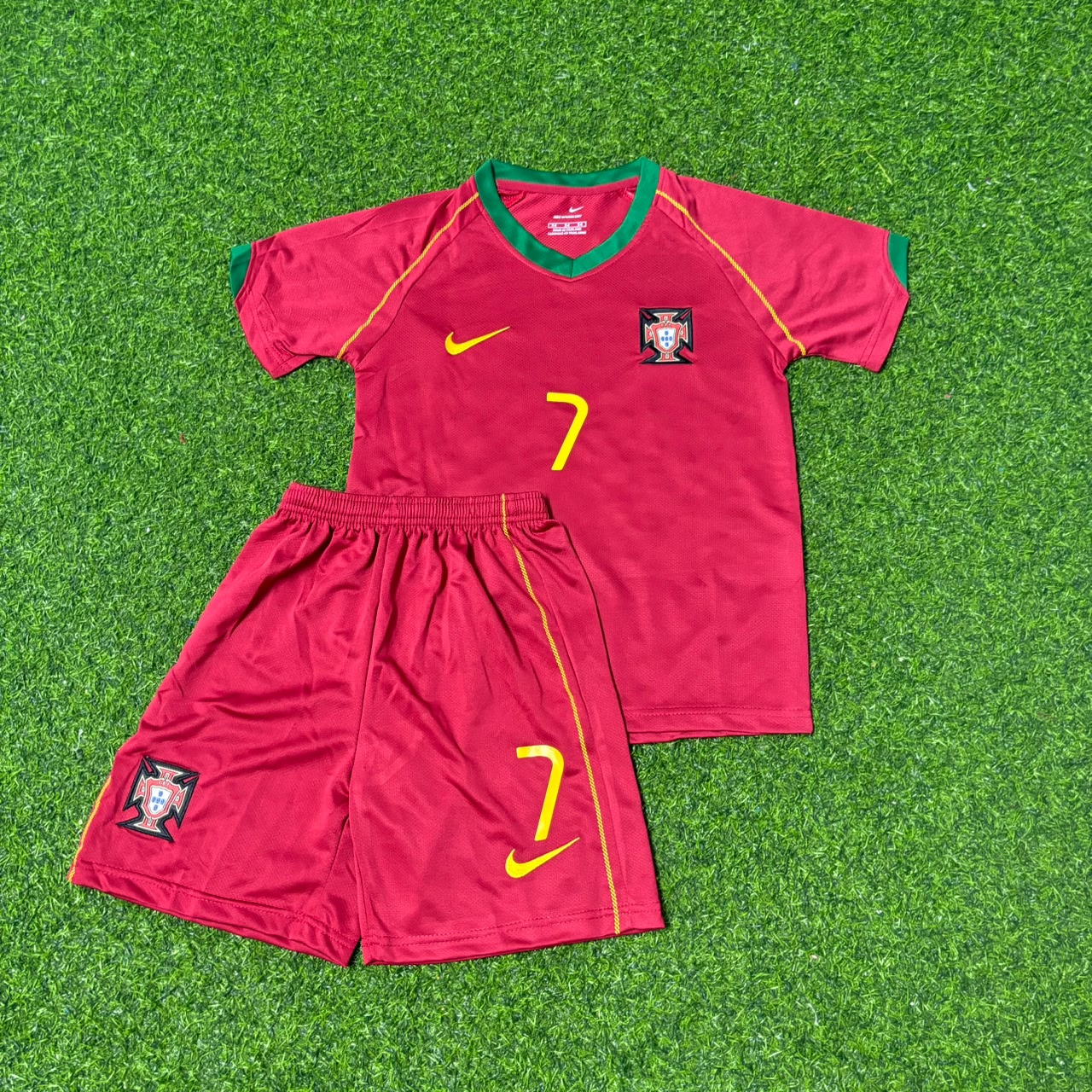 Luís Figo #7 Portugal 2006 World Cup Kids Football Jersey Kit
