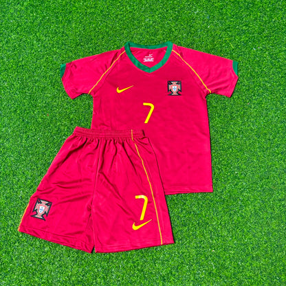 Luís Figo #7 Portugal 2006 World Cup Kids Football Jersey Kit