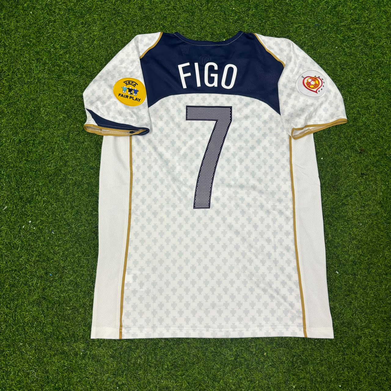 Luis Figo #7 Portugal EURO 2004 White Away Retro Football Jersey Kit