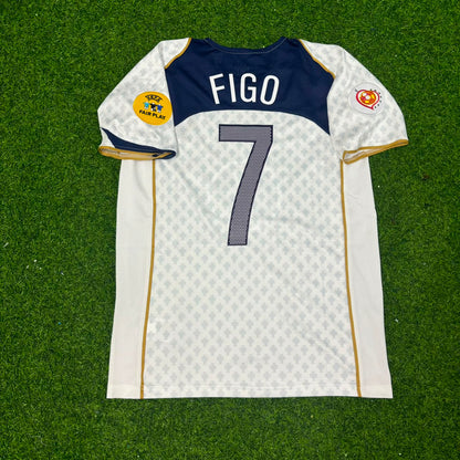 Luis Figo #7 Portugal EURO 2004 White Away Retro Football Jersey Kit