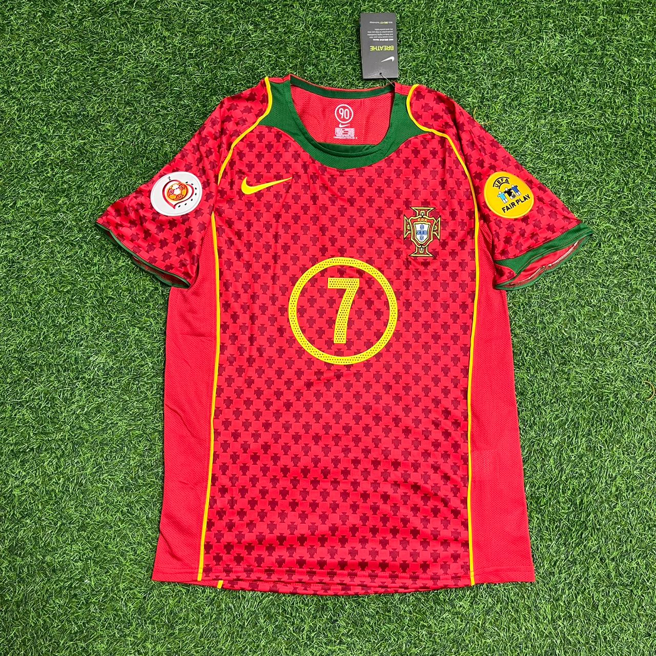 Luis Figo Portugal EURO 2004 Retro Home Red Jersey Trikot