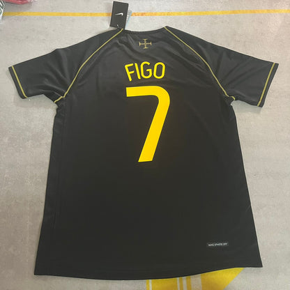 Luis Figo Portugal Black Retro Jersey Soccer Shirt