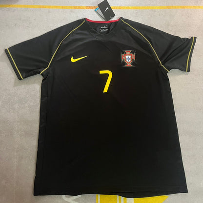 Luis Figo Portugal Black Retro Jersey Soccer Shirt