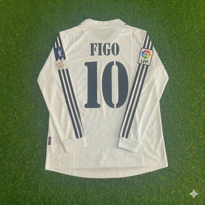 Luís Figo 10- Real Madrid 2002/2003 Long Sleeve Home Jersey