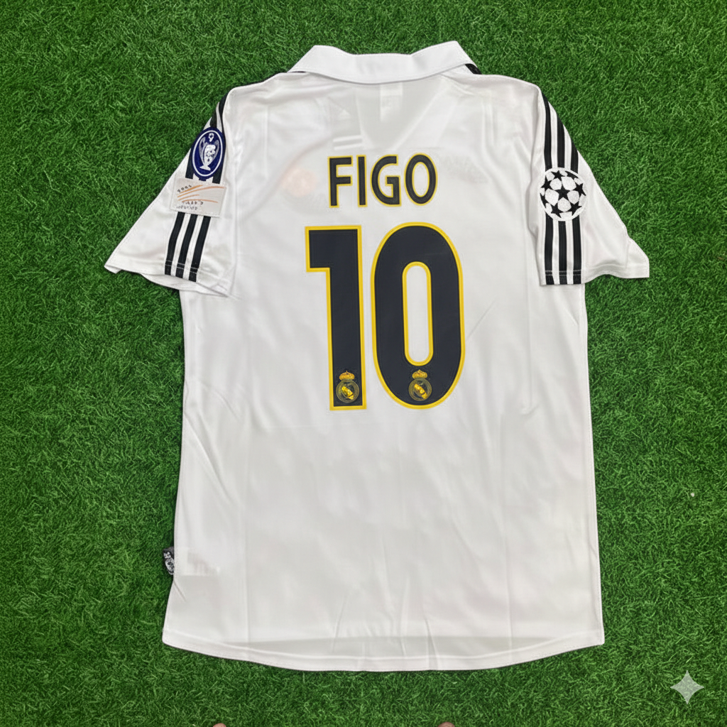 Luís Figo 10- Real Madrid 2003 2004 White Home Retro Jersey Shirt Trikot Maillot
