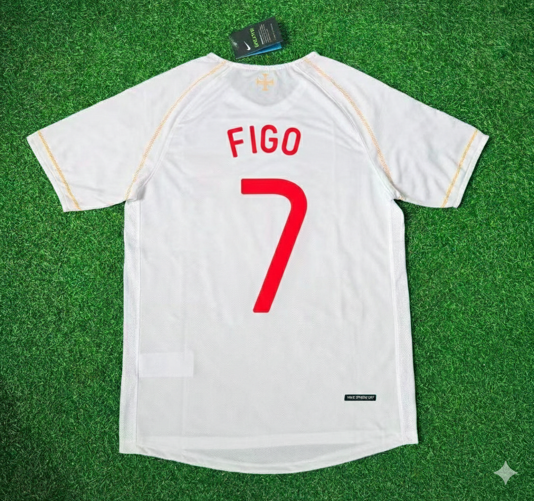 Luis Figo Portugal 2002 Retro White Debut Football Jersey
