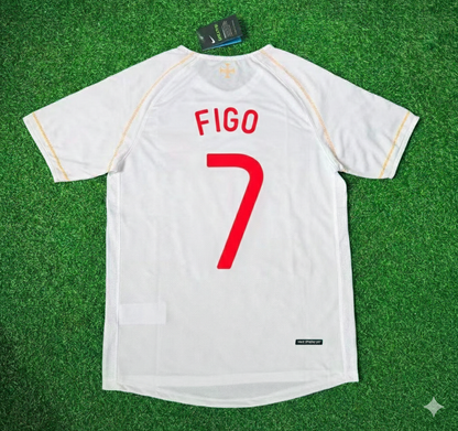 Luis Figo Portugal 2002 Retro White Debut Football Jersey