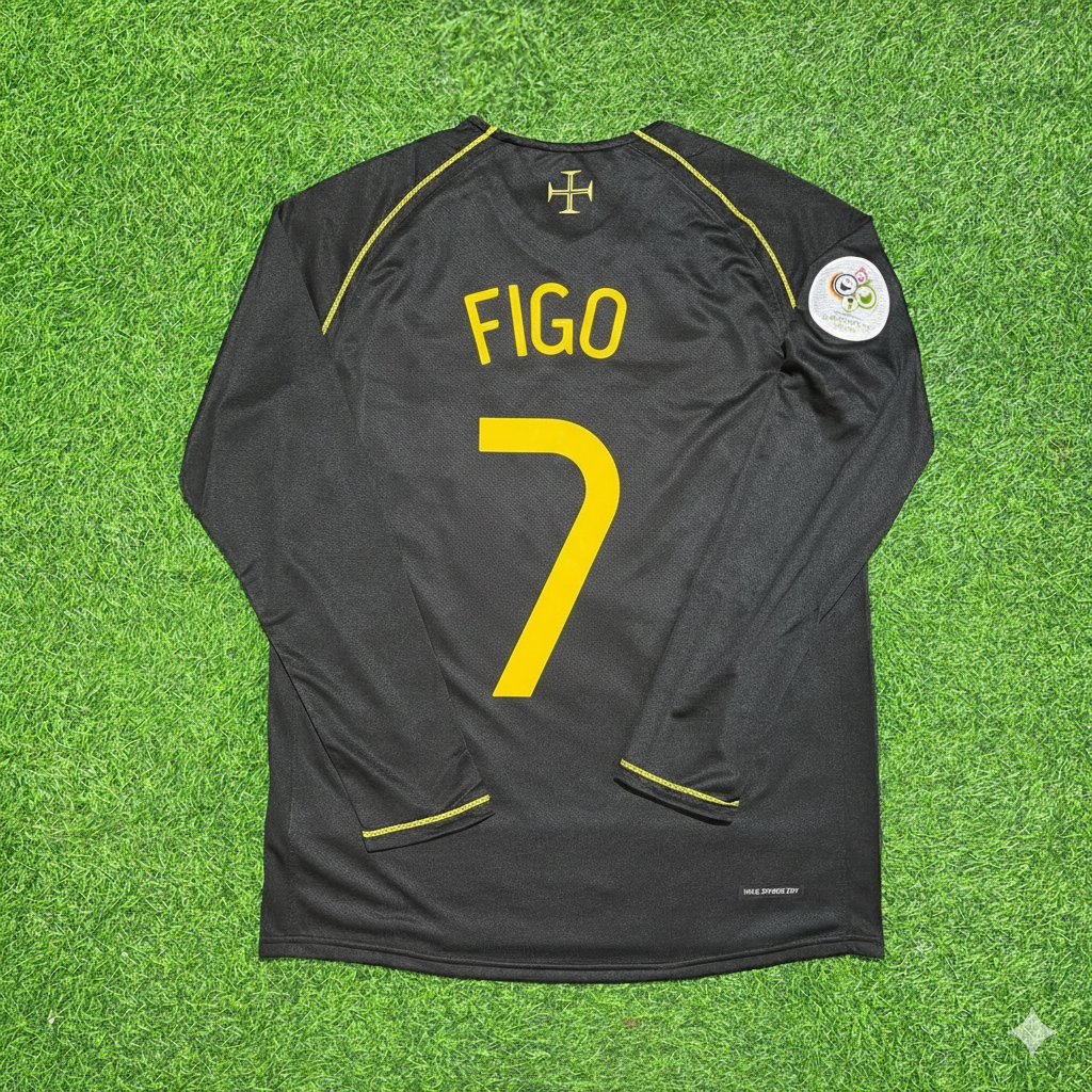 Luis Figo Portugal 2006 World Cup Long Sleeve Black Retro Football Jersey