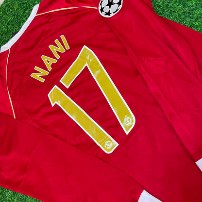 Luis Nani #17 Manchester United 2006 2007 Red Golden Jersey Trikot