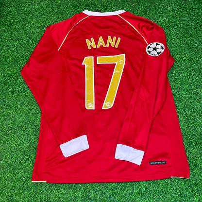 Luis Nani #17 Manchester United 2006 2007 Red Golden Jersey Trikot