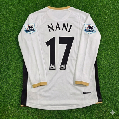 Luis Nani #17 Manchester United 2006-2007 White Retro Long Sleeve Football Jersey