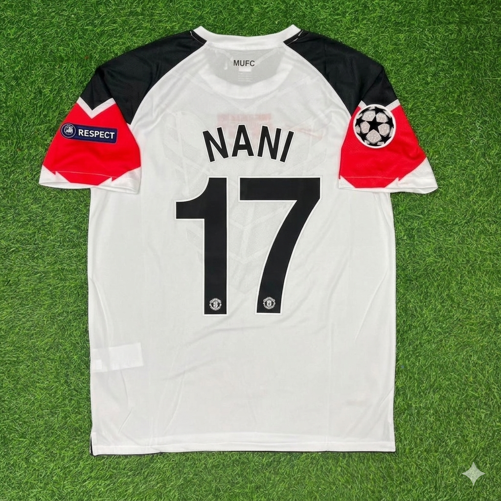 Luis Nani #17 Manchester United 2011 Champions League Final White Football Jersey