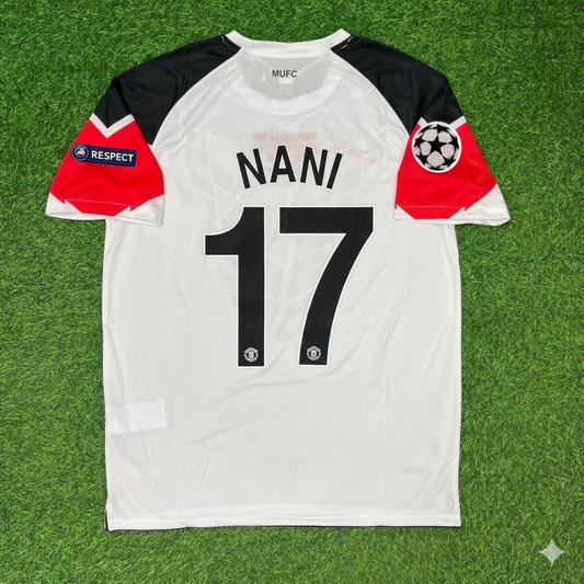 Luis Nani #17 Manchester United 2011 Champions League Final White Football Jersey