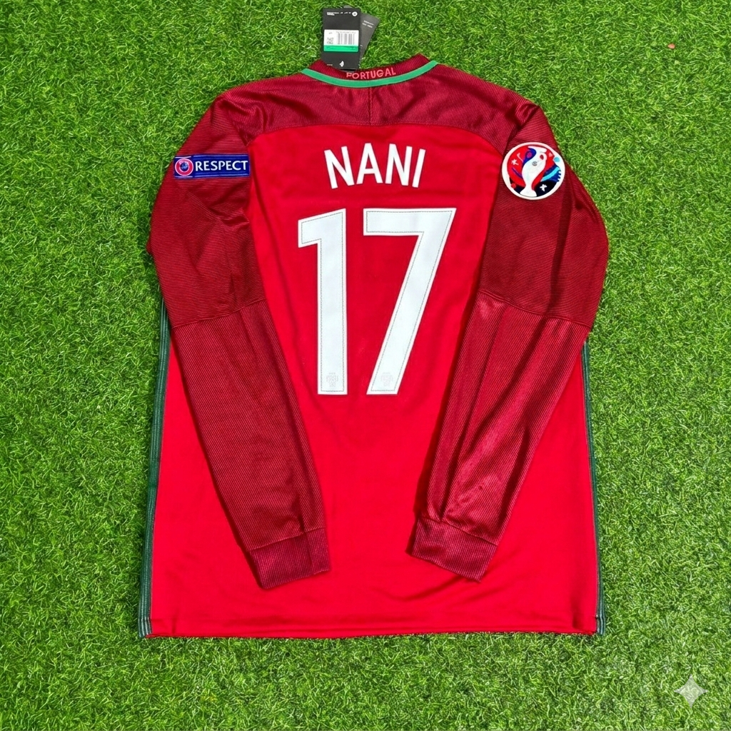 Luis Nani 17- Portugal EURO 2016 Final Long Sleeve Retro Football Jersey