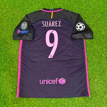 Luis Suarez Barcelona 2014/15 Retro Black Pink Jersey Maillot Trikot Maglia