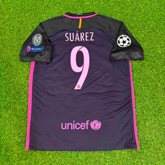Luis Suarez Barcelone 2014/15 Maillot Rétro Noir Rose Maillot Trikot Maglia