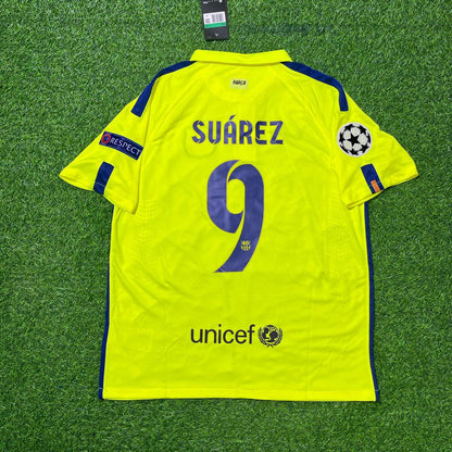 Luis Suarez Barcelona 14/15 Retro Yellow Jersey Maillot Trikot Maglia Soccer Shirt
