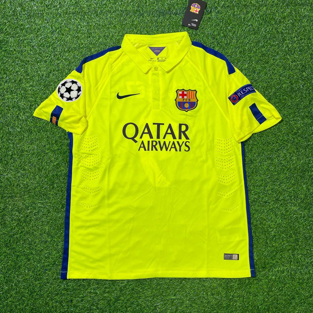 Luis Suarez Barcelona 14/15 Retro Yellow Jersey Maillot Trikot Maglia Soccer Shirt