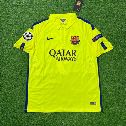 Luis Suarez Barcelona 14/15 Retro Yellow Jersey Maillot Trikot Maglia Soccer Shirt