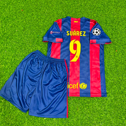 Luis Suárez #9 Barcelona 2015 Champions League Final Kids Retro Jersey