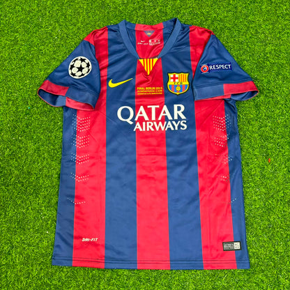 Luis Suárez #9 Barcelona 2015 Champions League Final Kids Retro Jersey