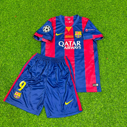 Luis Suárez #9 Barcelona 2015 Champions League Final Kids Retro Jersey