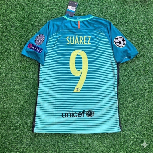 Luis Suárez #9 Barcelona 2016/17 Away Retro Jersey Trikot Maillot Soccer Shirt