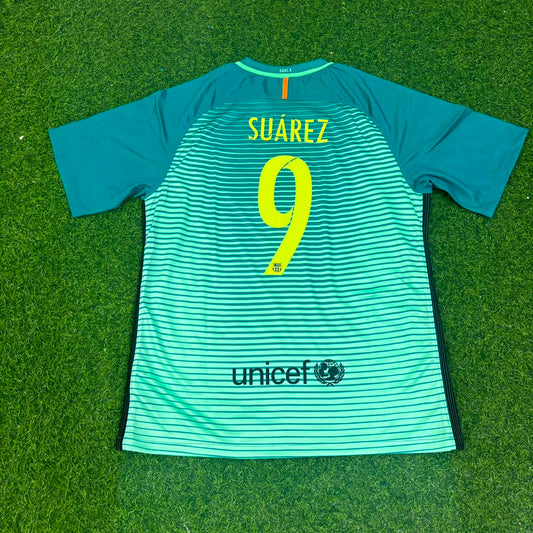 Luis Suárez #9 Barcelona 2016/17 Away Retro Jersey Trikot Maillot Soccer Shirt