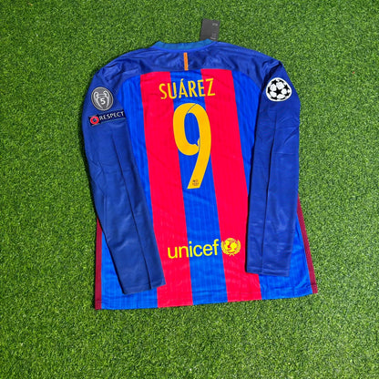 Luis Suárez Barcelona 2016 World Champions Patch Long Sleeve Football Jersey