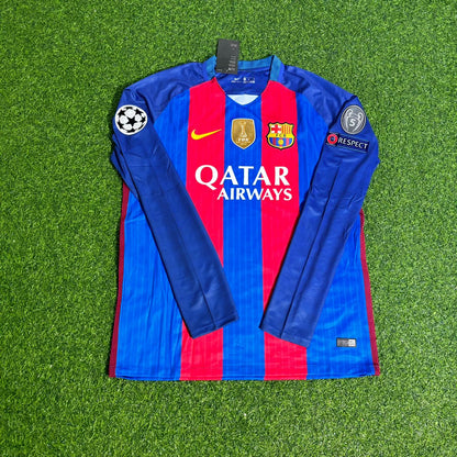 Luis Suárez Barcelona 2016 World Champions Patch Long Sleeve Football Jersey