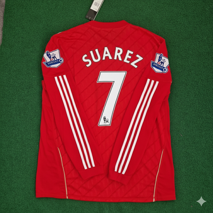 Luis Suarez Liverpool 2010 2012 Season Long Sleeves Red Retro Jersey Trikot Soccer Shirt