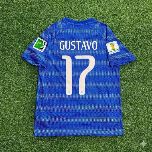 Luiz Gustavo 17- 2014 World Cup Retro Blue Jersey Trikot