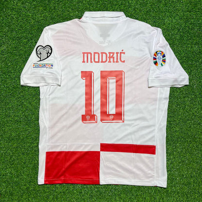 Luka Modrić #10 Croatia Euro 2024 Home Retro Football Jersey