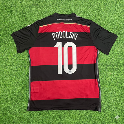 Lukas Podolski Germany Deutschland 2014 World Cup Brazil Black Red Retro Jersey Trikot Soccer Shirt
