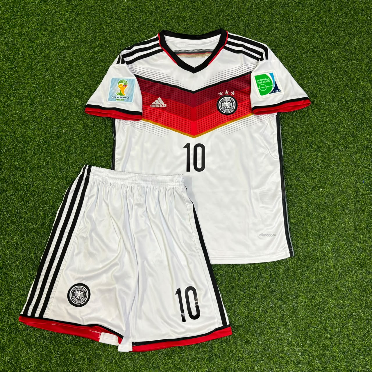Lukas Podolski Germany 2014 World Cup Kids White Retro Football Jersey Kit
