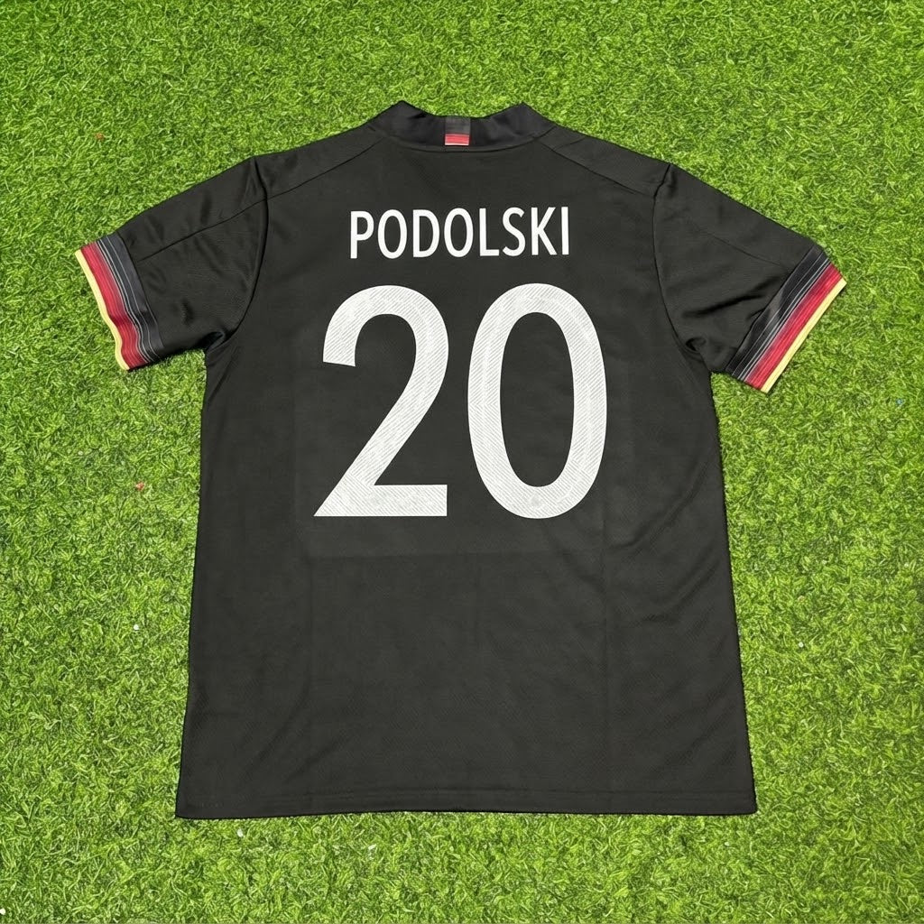 Lukas Podolski #20 Germany Black Retro Football Jersey