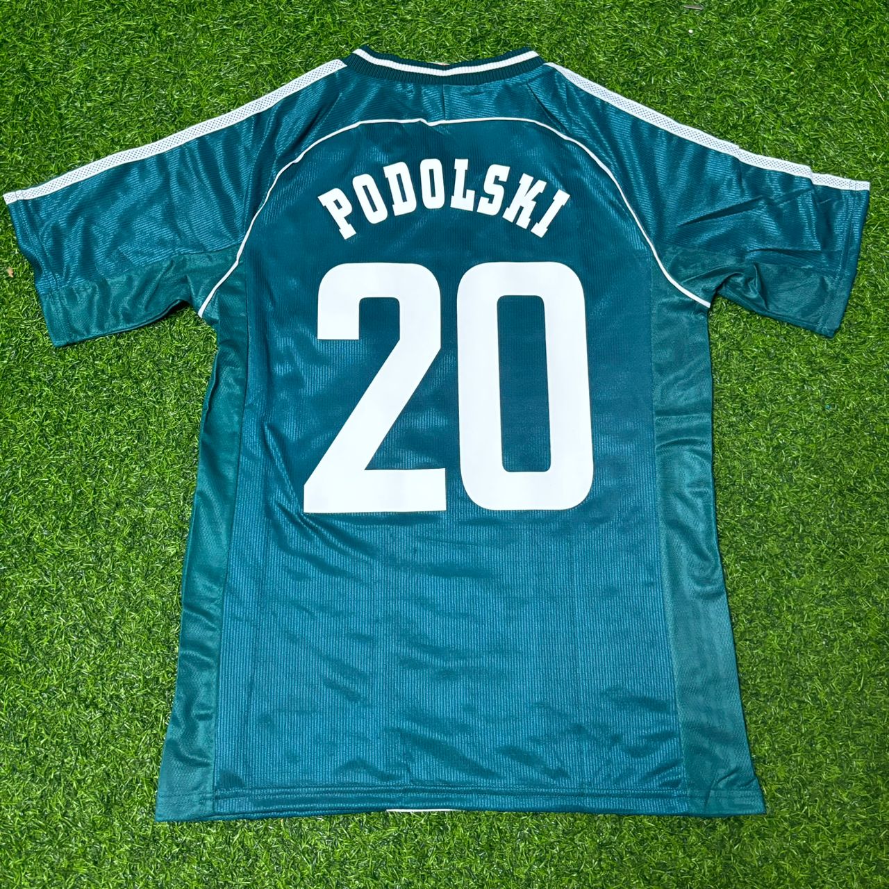 Lukas Podolski Germany Away Green Retro Football Jersey