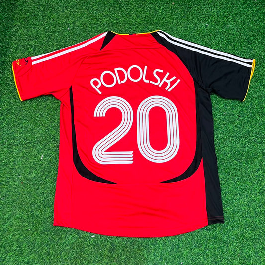 Lukas Podolski Germany 2006 World Cup Away Red Black Retro Football Jersey
