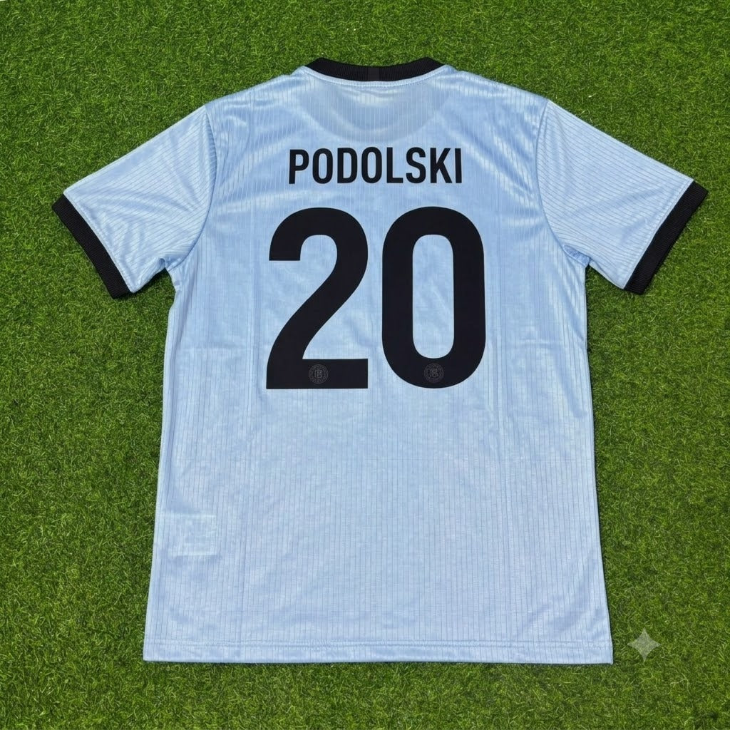 Lukas Podolski Germany 125th Year Special Clear Blue Retro Football Jersey