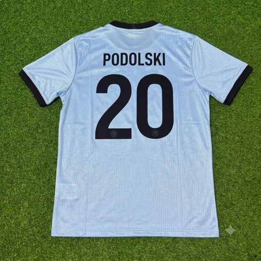 Lukas Podolski Germany 125th Year Special Clear Blue Retro Football Jersey