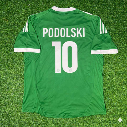 Lukas Podolski Germany EURO 2012 Green Retro Football Jersey
