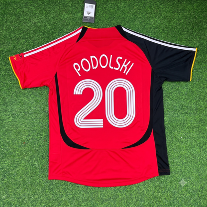 Lukas Podolski Germany 2006 World Cup Away Red Black Retro Football Jersey