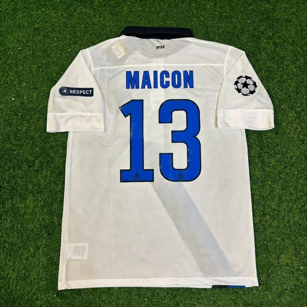Maicon #13 Inter 2011/2012 White Away Jersey Trikot Maillot Maglia Soccer Shirt