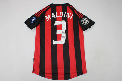 Paolo Maldini AC Milan 2002/2003 Red  Home Retro Football Jersey Kit