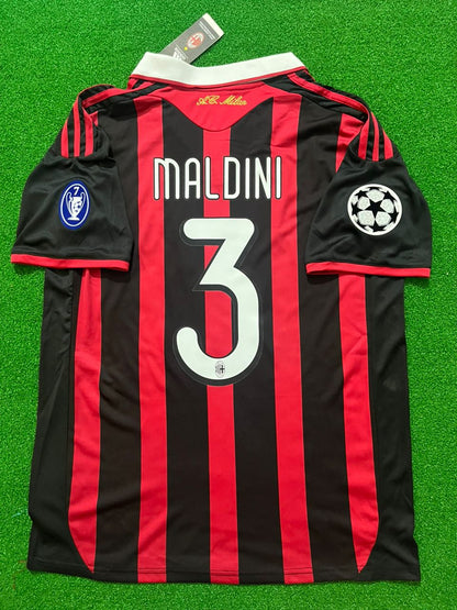Paolo Maldini #3 - AC Milan 2009 2010 Red Black Kit Jersey Trikot Maillot Soccer Shirt