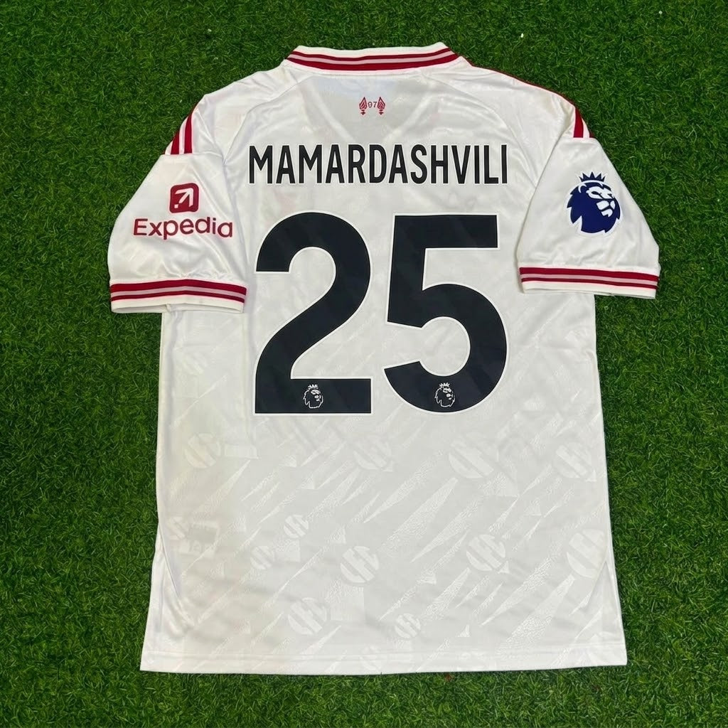 Giorgi Mamardashvili #25 Liverpool New Season 2027 White Away Football Jersey Kit