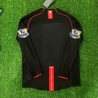 Manchester United 2007/2008 Champions League Patch Black Retro Football Jersey Kit